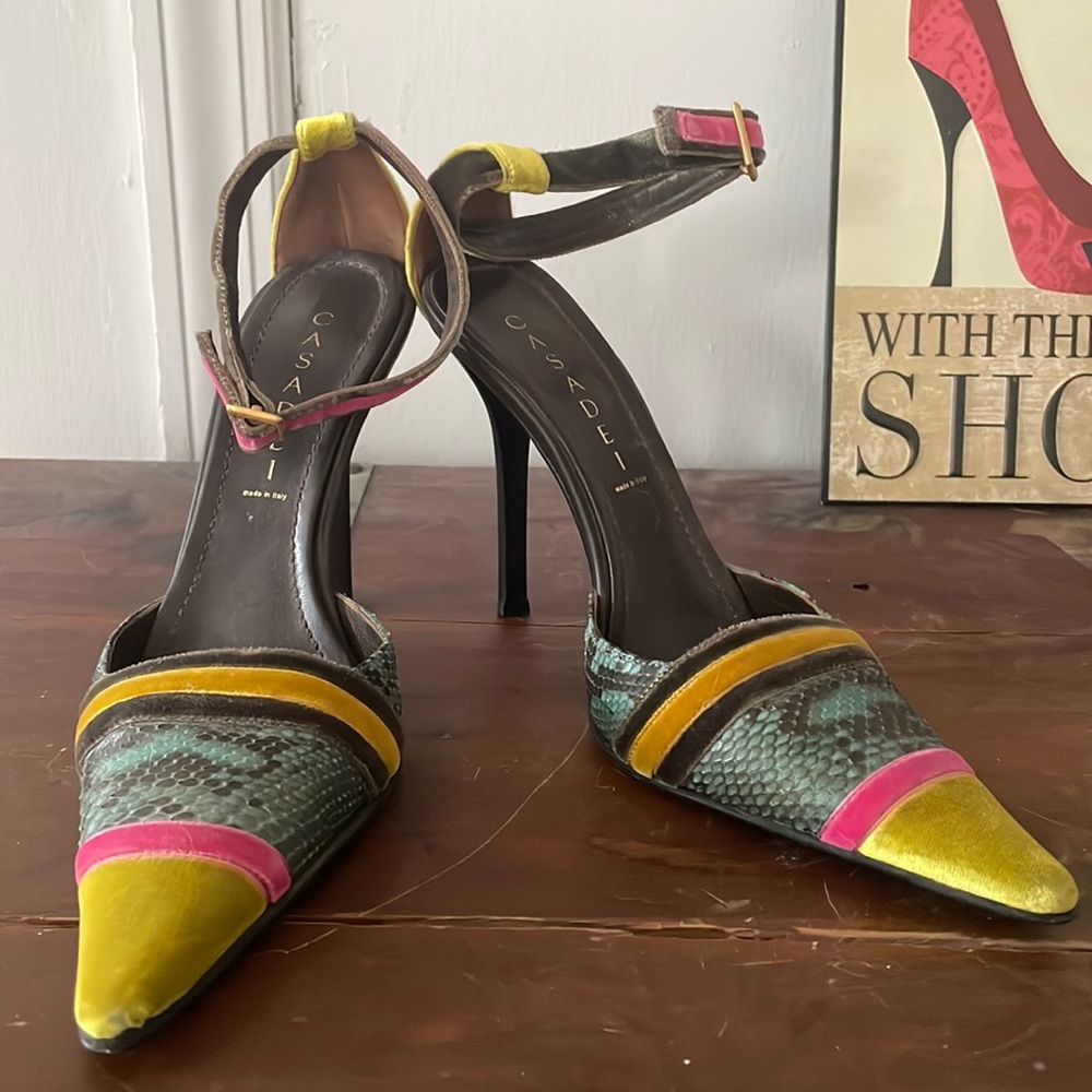 Casadei, Velvet Multi-Color, Size 8